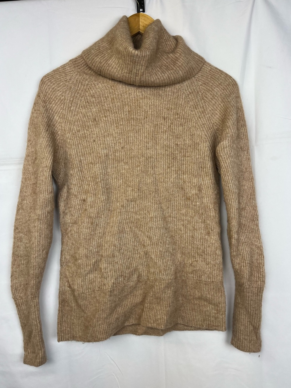 Quince Camel Tan Alpaca-Wool Ribbed Turtleneck Sweater - Cozy Minimalist Basic